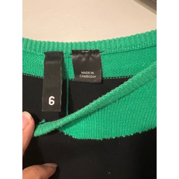 H&M Navy Blue & Green Scallop Trim Sweater, Size 6, KB373 - Picture 3 of 5